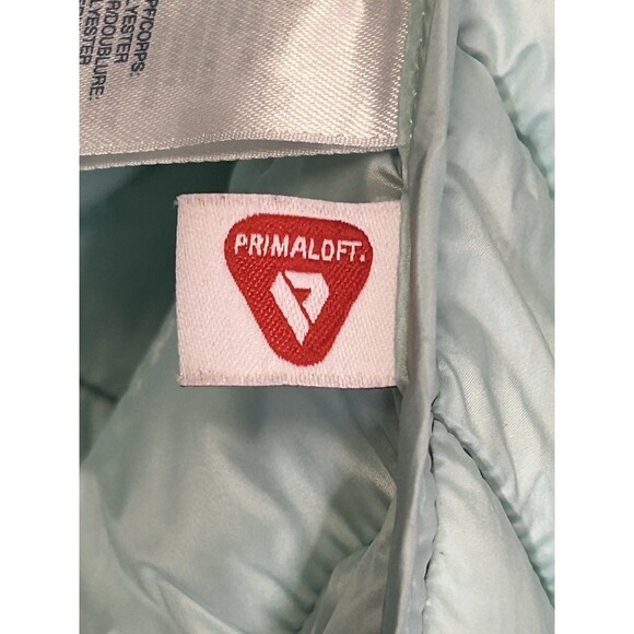 LANDS END Womens LARGE Primaloft Insulated Quilted Jacket Green Full Zip Hooded - Picture 13 of 16